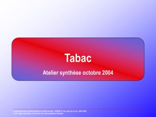 Tabac Atelier synthèse octobre 2004