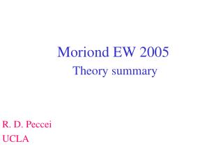 Moriond EW 2005 Theory summary