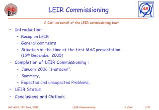 LEIR Commissioning