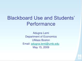 Blackboard Use and Students’ Performance