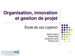 Organisation, innovation et gestion de projet