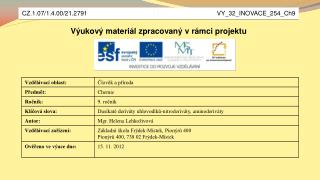 Výukový materiál zpracovaný v rámci projektu