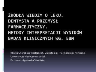 Klinika Chorób Wewnętrznych, Diabetologii I Farmakologii Klinicznej Uniwersytet Medyczny w Łodzi