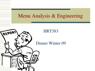 Menu Analysis &amp; Engineering