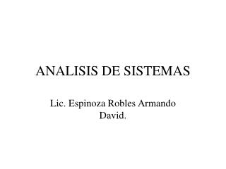 ANALISIS DE SISTEMAS