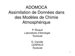 ADOMOCA Assimilation de Données dans des Modèles de Chimie Atmosphérique