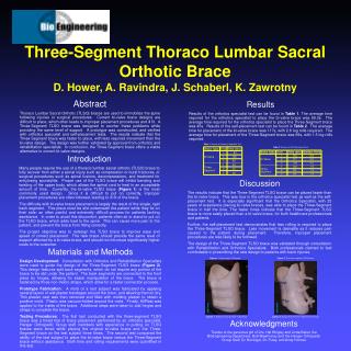Three-Segment Thoraco Lumbar Sacral Orthotic Brace D. Hower, A. Ravindra, J. Schaberl, K. Zawrotny