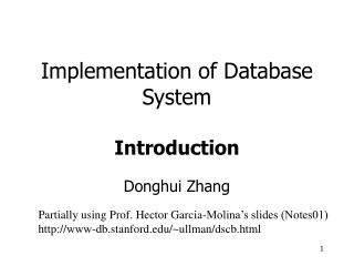 Implementation of Database System Introduction