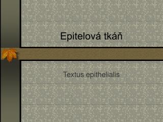 Epitelová tkáň