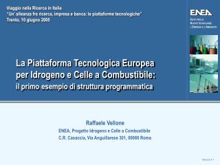 Raffaele Vellone ENEA, Progetto Idrogeno e Celle a Combustibile