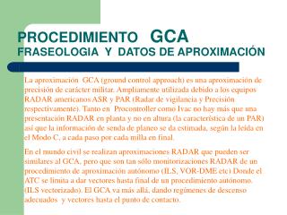 PROCEDIMIENTO GCA FRASEOLOGIA Y DATOS DE APROXIMACIÓN