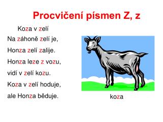 Procvičení písmen Z, z