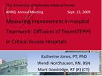 The University of Nebraska Medical Center AHRQ Annual Meeting Sept. 15, 2009 Measuring Improvement in Hospital Tea