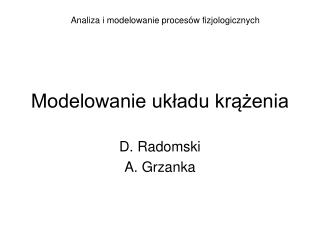 Modelowanie układu krążenia