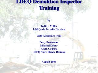 LDEQ Demolition Inspector Training