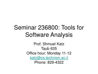 Seminar 236800: Tools for Software Analysis