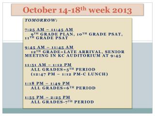 October 14-18 th week 2013