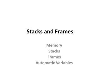 Stacks and Frames