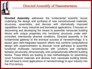 Directed Assembly of Nanostructures