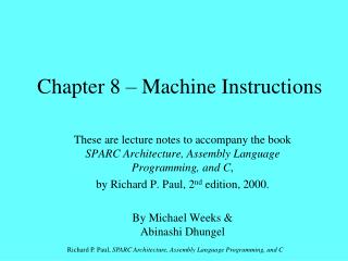 Chapter 8 – Machine Instructions