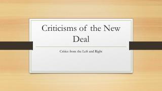 Criticisms of the New Deal