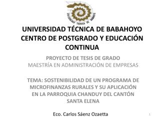 UNIVERSIDAD TÉCNICA DE BABAHOYO CENTRO DE POSTGRADO Y EDUCACIÓN CONTINUA