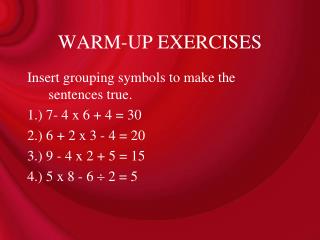 WARM-UP EXERCISES