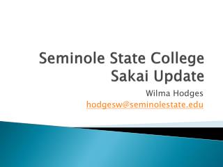 Seminole State College Sakai Update