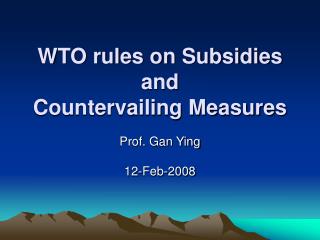 WTO rules on Subsidies and Countervailing Measures