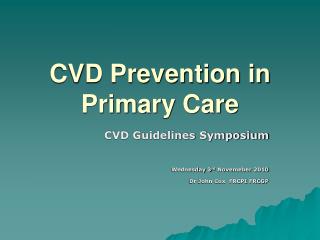 CVD Prevention in Primary Care