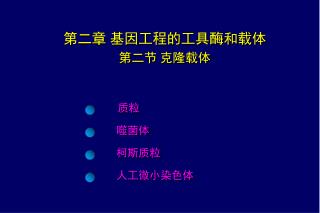 第二章 基因工程的工具酶和载体 第二节 克隆载体