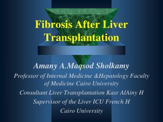 Fibrosis After Liver Transplantation