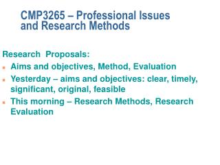 CMP3265 – Professional Issues and Research Methods