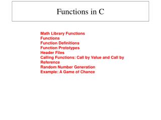 Functions in C