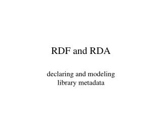 RDF and RDA