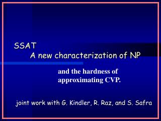 SSAT 	A new characterization of NP
