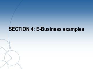 SECTION 4: E-Business examples