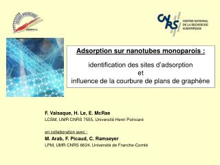 F. Valsaque, H. Le, E. McRae LCSM, UMR CNRS 7555, Université Henri Poincaré