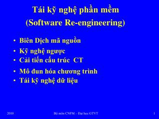 Tái kỹ nghệ phần mềm (Software Re-engineering)