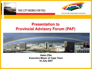Presentation to Provincial Advisory Forum (PAF)