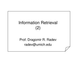 Information Retrieval (2)