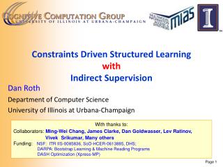 Constraints Driven Structured Learning with Indirect Supervision