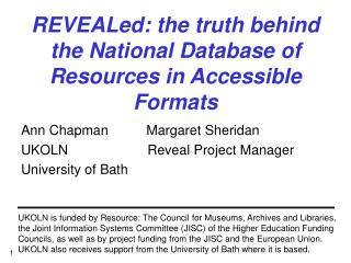 REVEALed: the truth behind the National Database of Resources in Accessible Formats