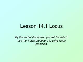 Lesson 14.1 Locus