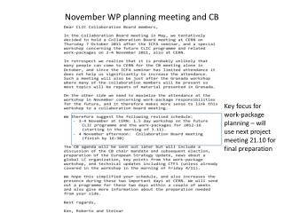 November WP planning meeting and CB