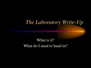 The Laboratory Write-Up