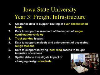 Iowa State University Year 3: Freight Infrastructure