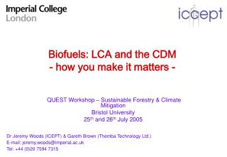 Biofuels: LCA and the CDM - how you make it matters -
