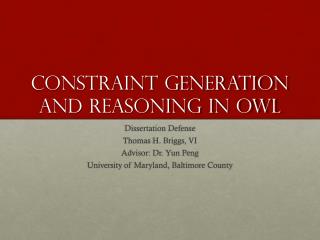 Constraint Generation and Reasoning in OWL