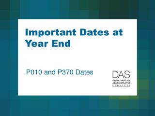 Important Dates at Year End